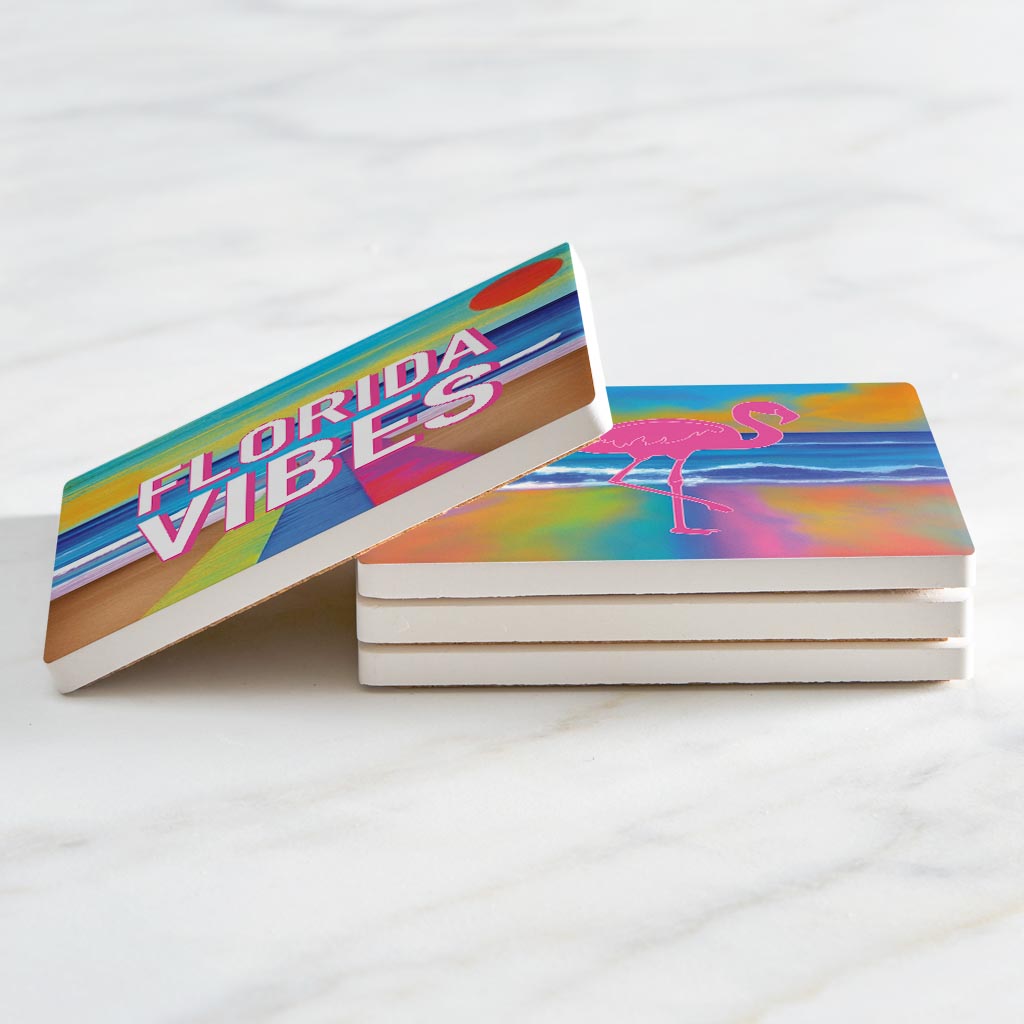 Bright Florida Beach| Absorbent Coasters | Set of 4 | Min 2
