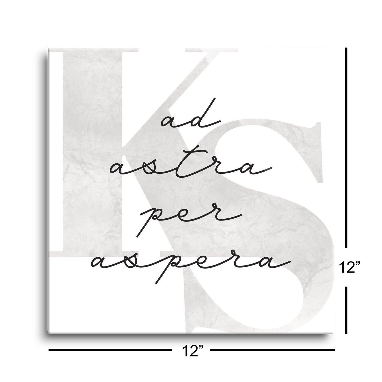 Minimalist B&W Kansas Ad Astra Per Aspera | Hi-Def Glass Art | Eaches | Min 1