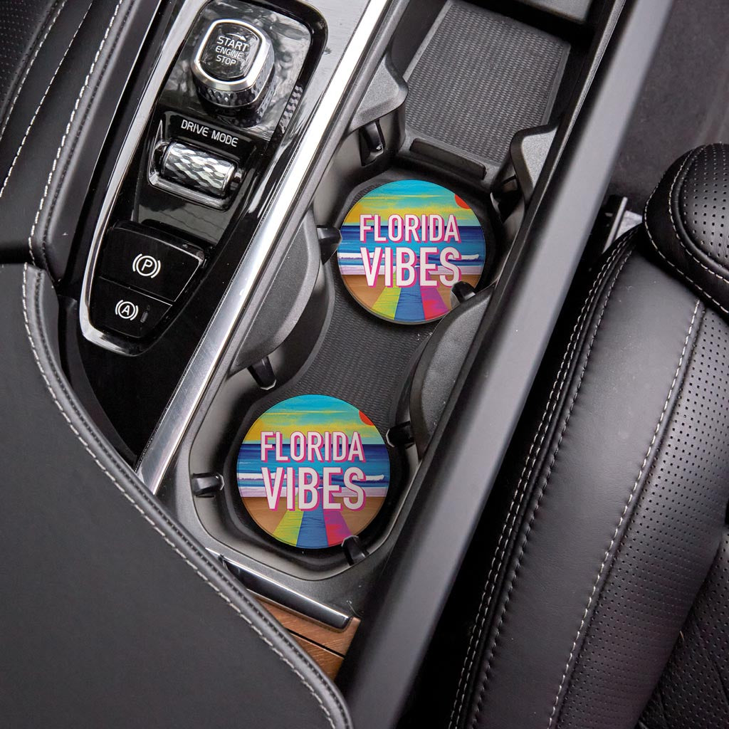 Florida Vibes | Absorbent Car Coasters | Set of 2 | Min 4