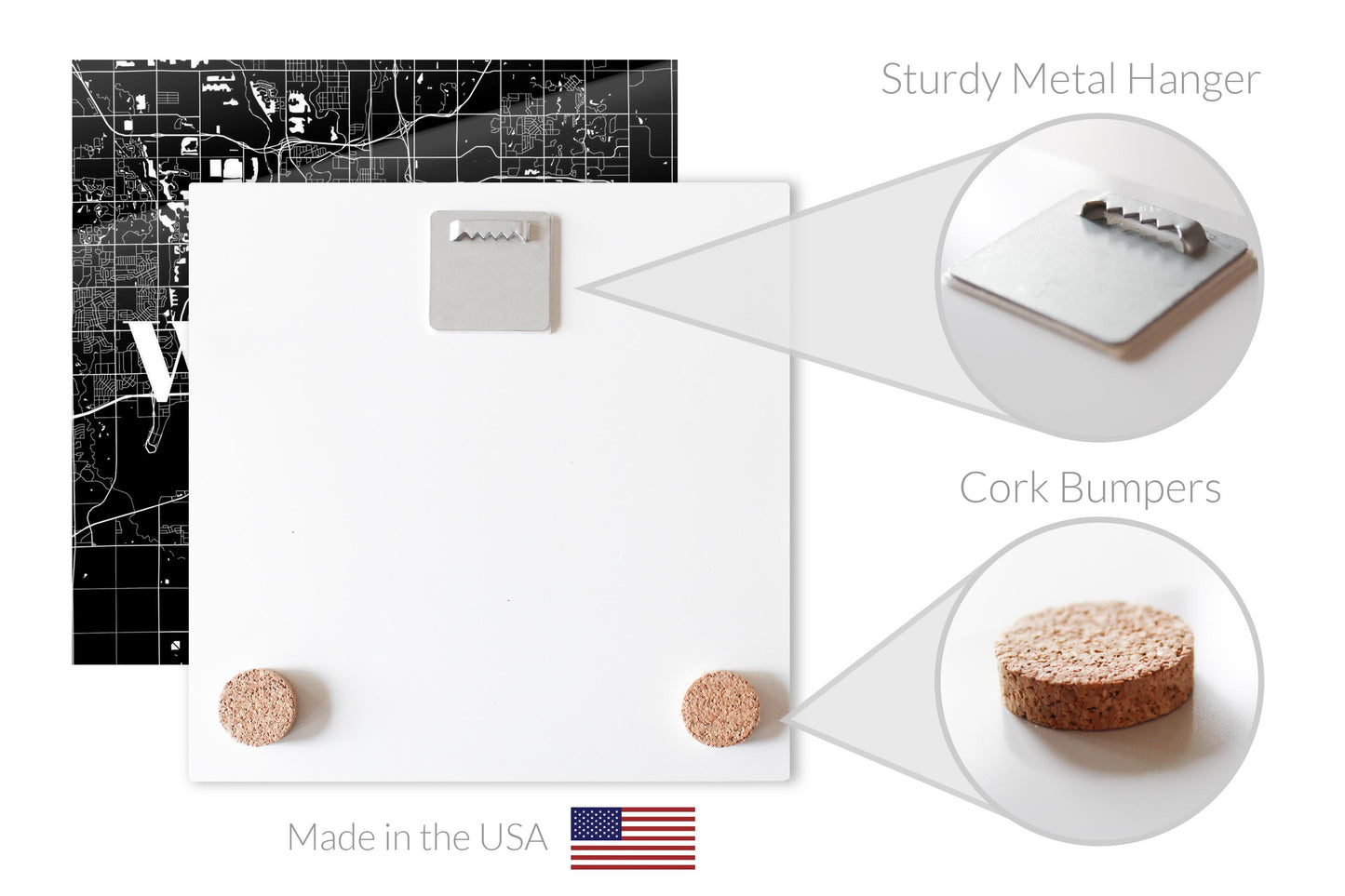 Minimalist B&W Kansas Wichita Map | Hi-Def Glass Art | Eaches | Min 2