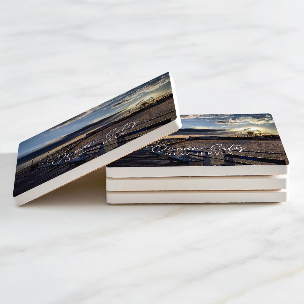OCNJ Photo With Text | Absorbent Coasters | Set of 4 | Min 2
