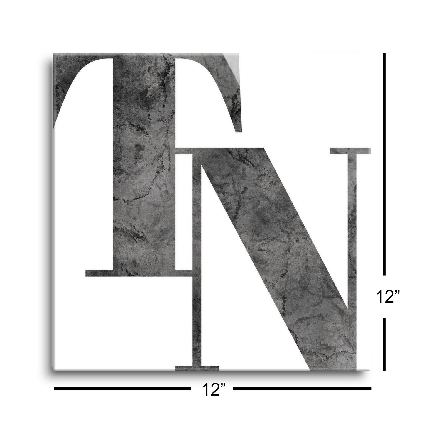 Minimalist B&W Tennessee White Initials | Hi-Def Glass Art | Eaches | Min 1