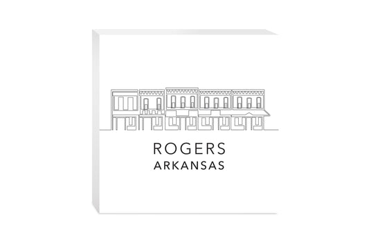 Minimalist B&W Arkansas Rogers Skyline | Wood Block | Eaches | Min 2