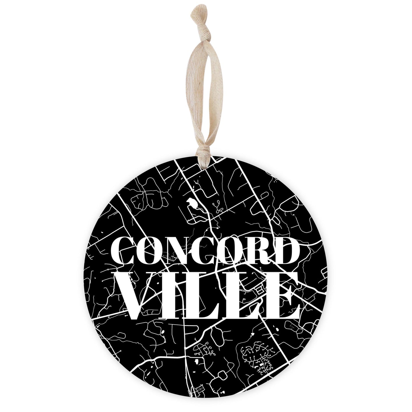 Minimalistic B&W Pennsylvania Concordville Map | Wood Ornament | Eaches | Min 1