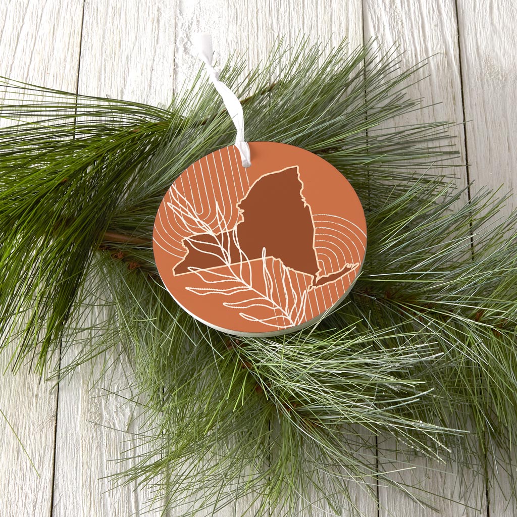 Modern Minimalist New York Shape And Leaf | Wood Ornament | Eaches | Min 6