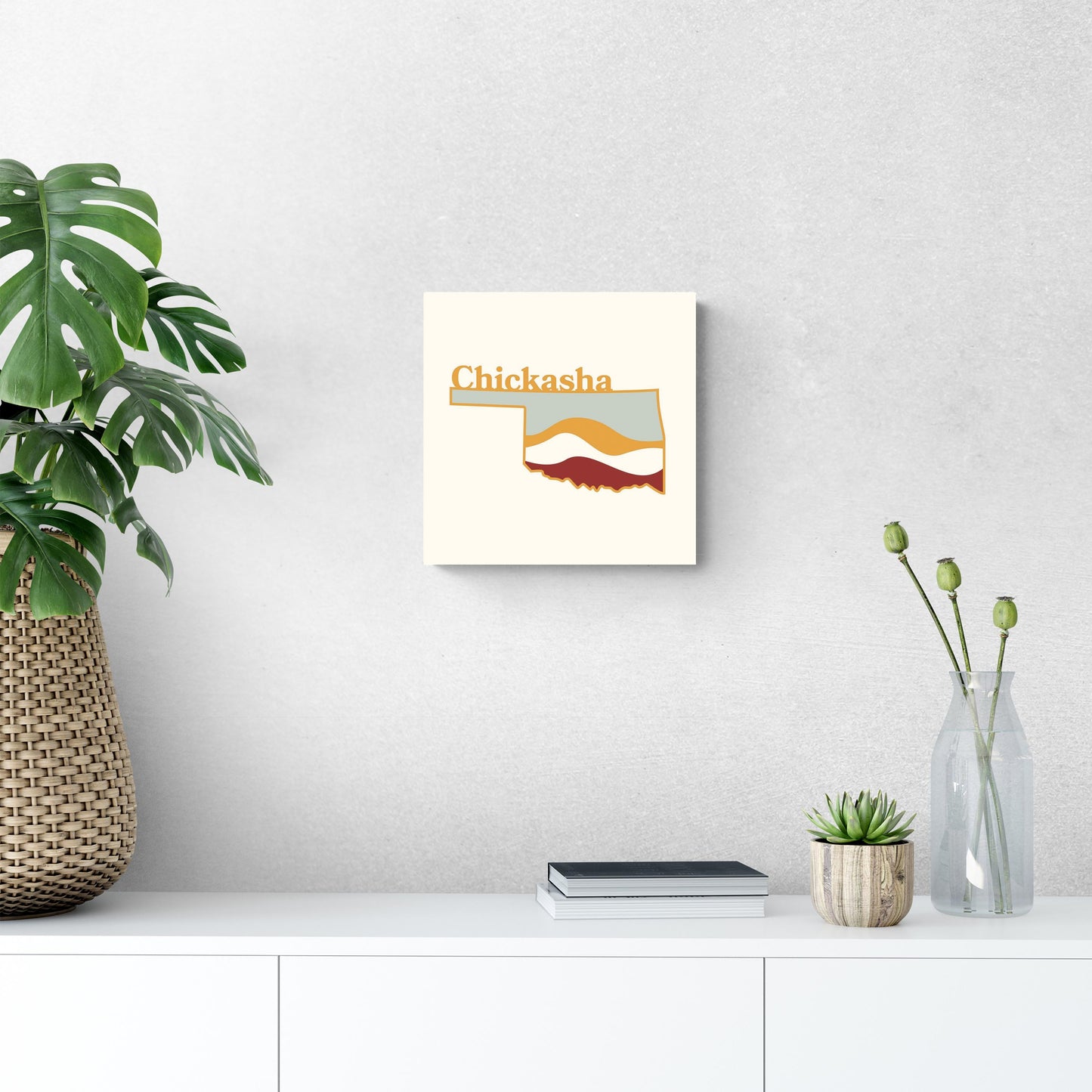 Modern Minimalist Oklahoma State Chickasha | Wood Sign | Eaches | Min 2