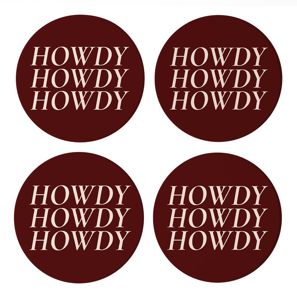 Modern Minimalist Texas Maroon Howdy | Absorbent Coasters | Set of 4 | Min 2