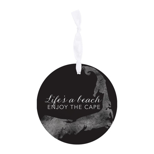 Minimalistic B&W Cape Cod Lifes A Beach | Wood Ornament | Eaches | Min 6