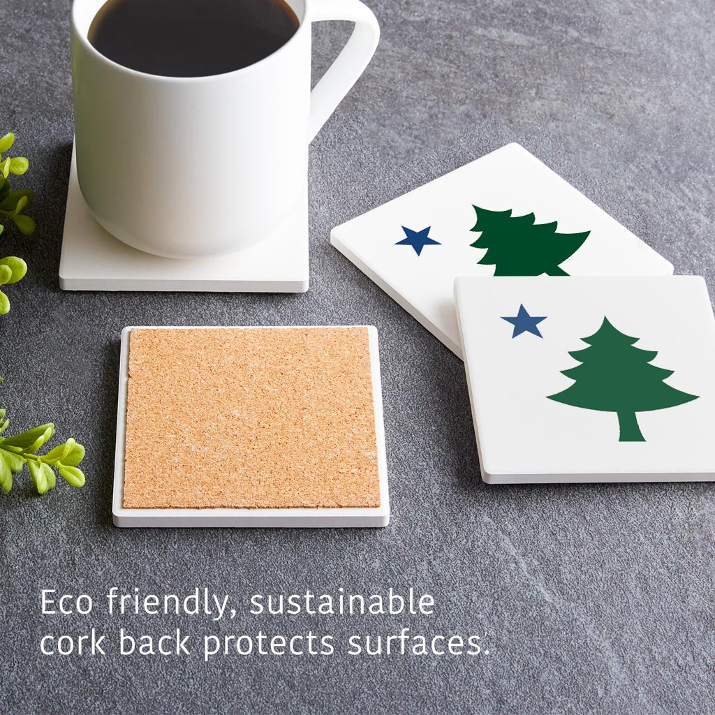 New England Star And Tree | Absorbent Coasters | Set of 4 | Min 2