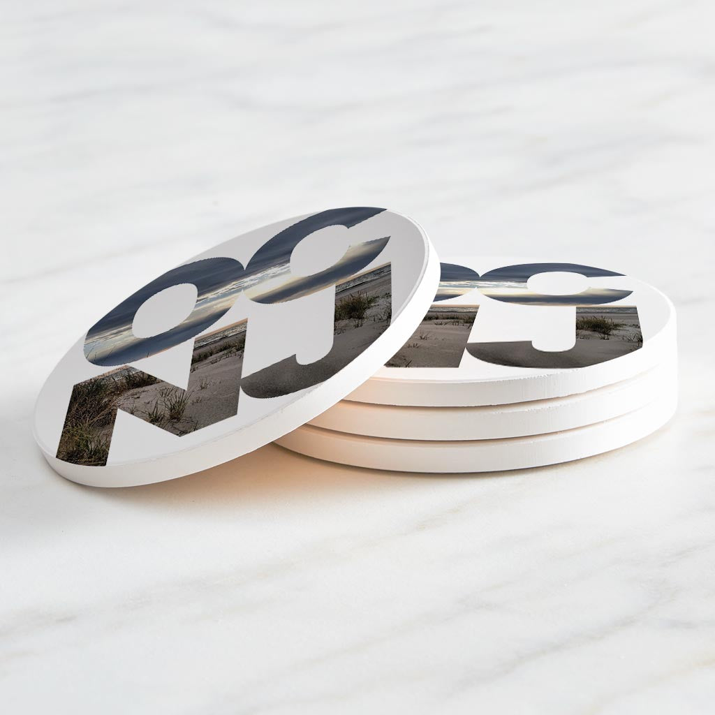 OCNJ Photo With Text | Absorbent Coasters | Set of 4 | Min 2