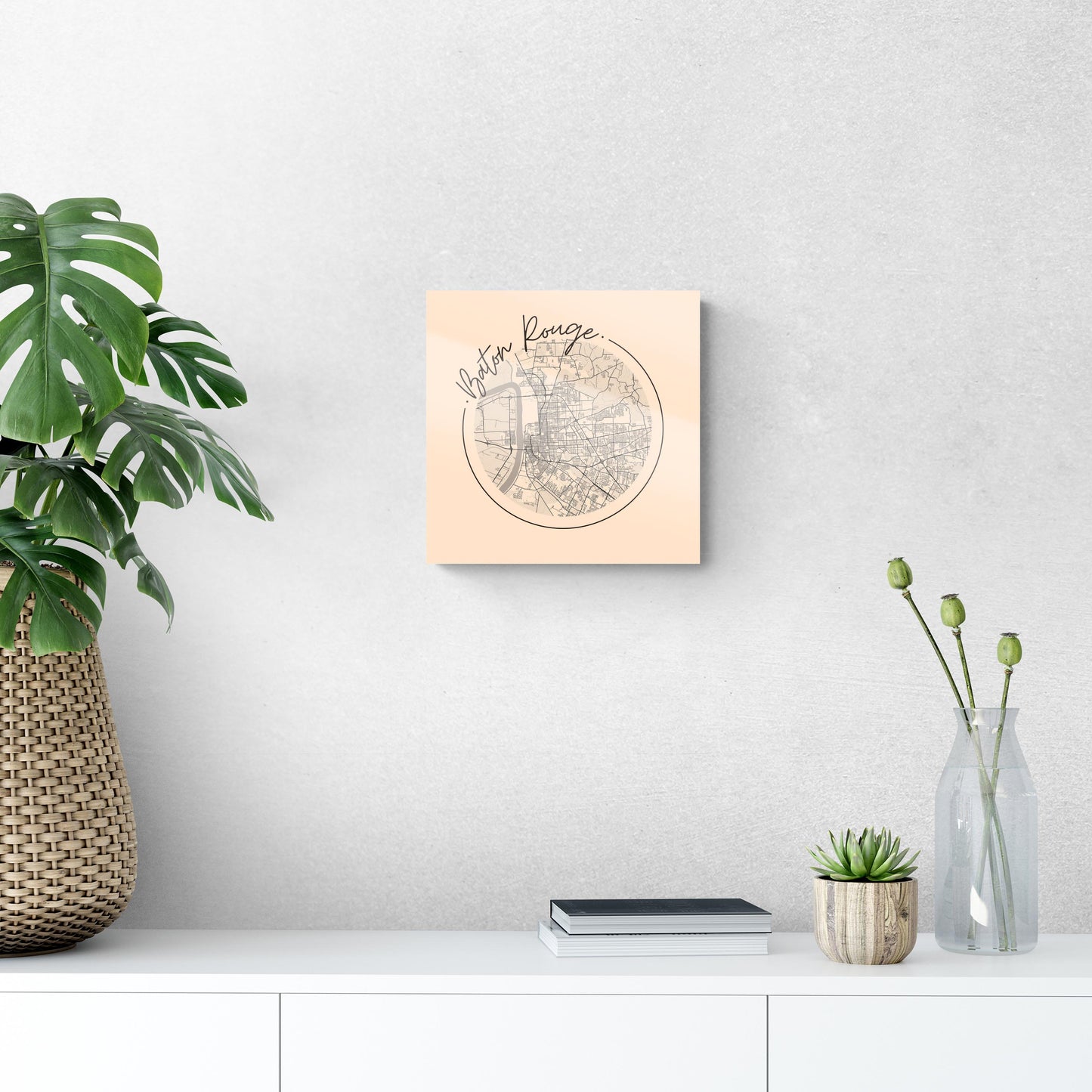Louisiana Colorful Baton Rouge Circle Map | Hi-Def Glass Art | Eaches | Min 1