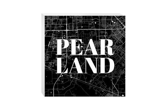 Minimalistic B&W Texas Pearland City Map | Wood Block | Eaches | Min 2