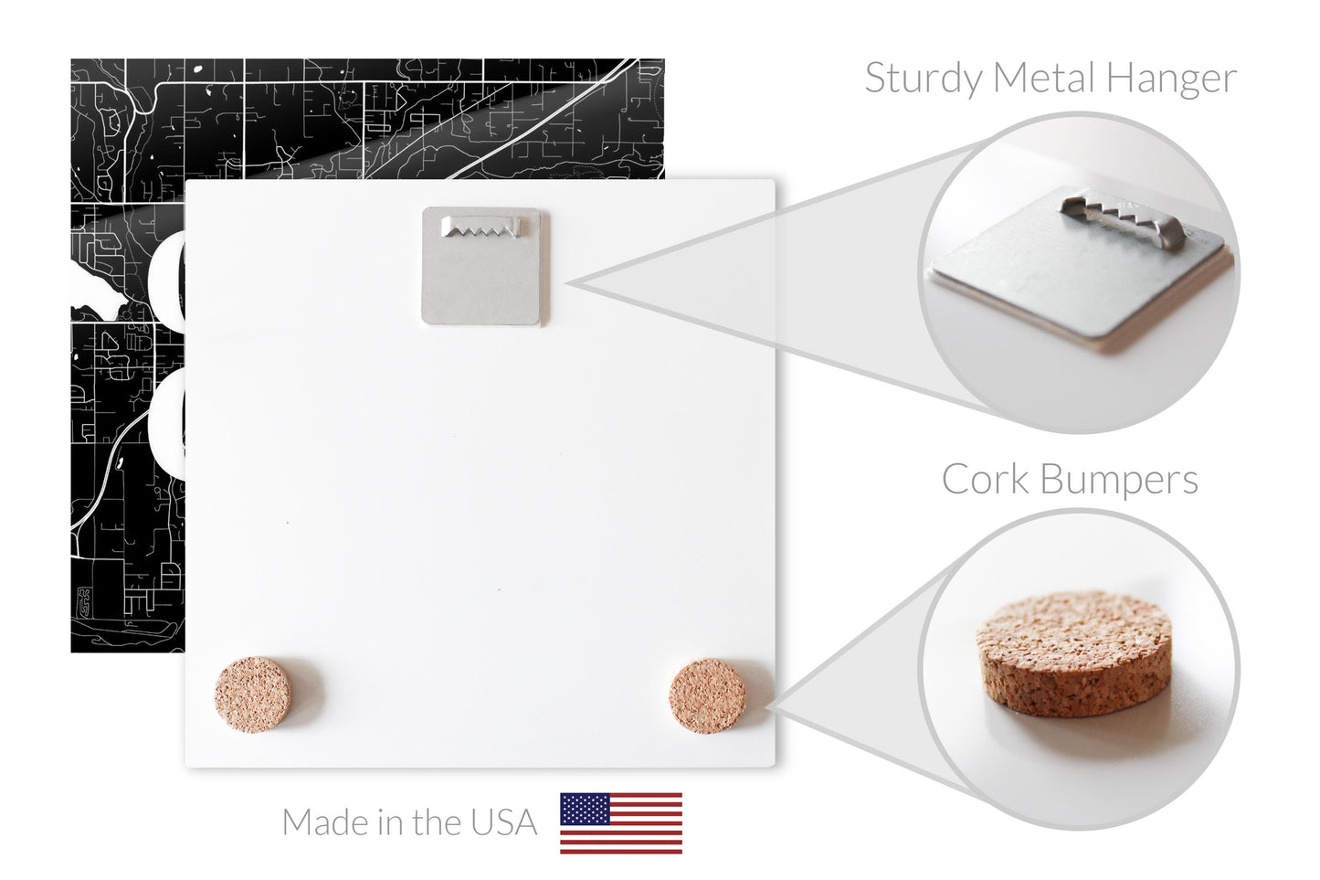 Minimalistic B&W Washington Covington Map | Hi-Def Glass Art | Eaches | Min 2