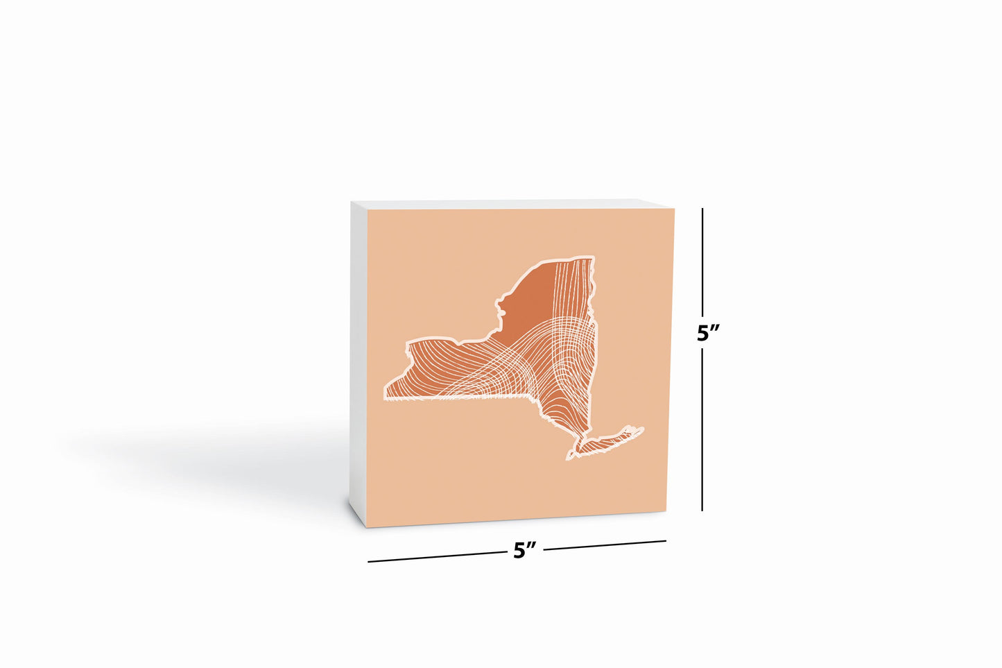 Modern Minimalist New York State Fluid Lines Light | Wood Block | Eaches | Min 4
