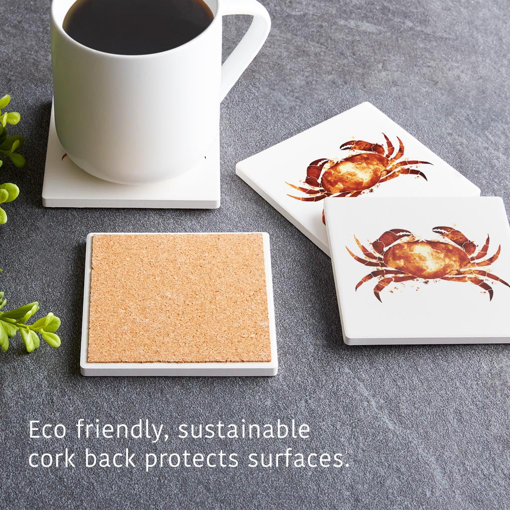 East Coast Water Color Crab | Absorbent Coasters | Set of 4 | Min 2