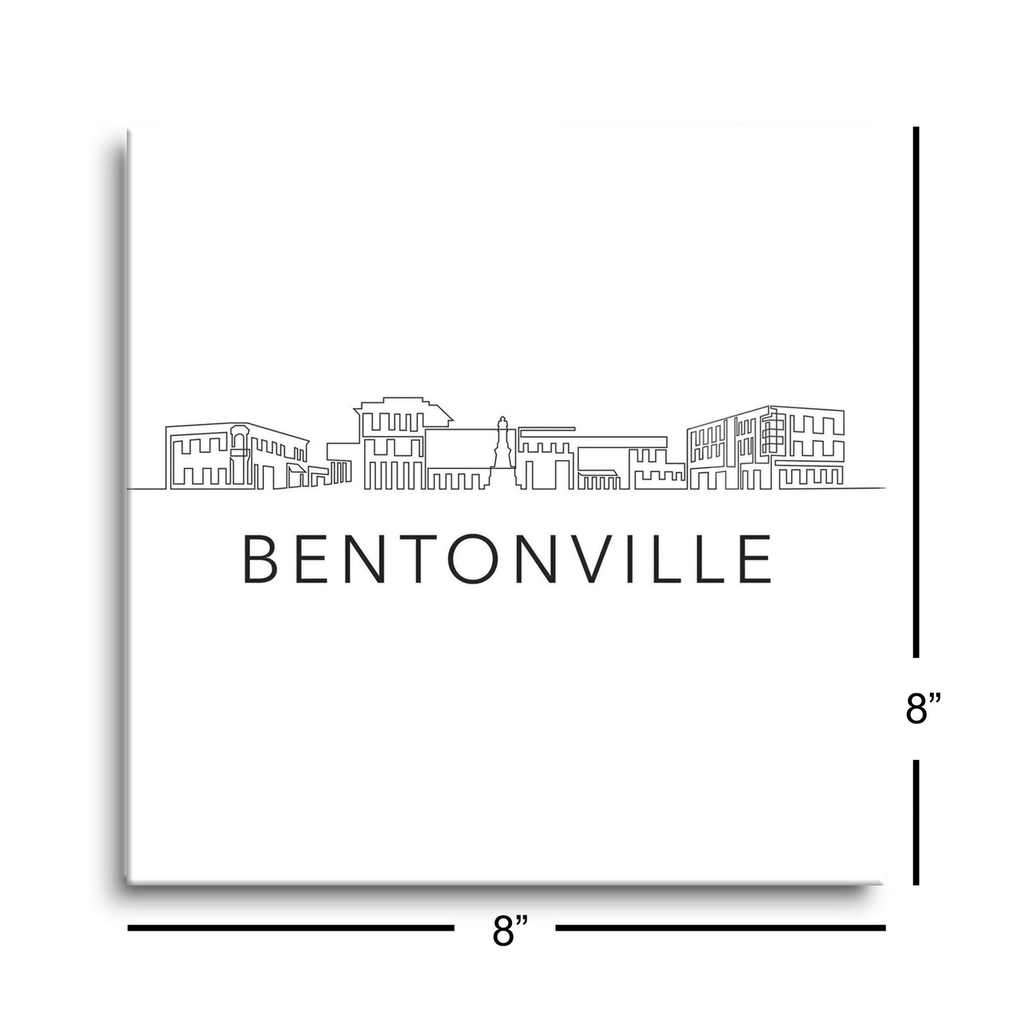 Minimalist B&W Arkansas Bentonville Skyline | Hi-Def Glass Art | Eaches | Min 2