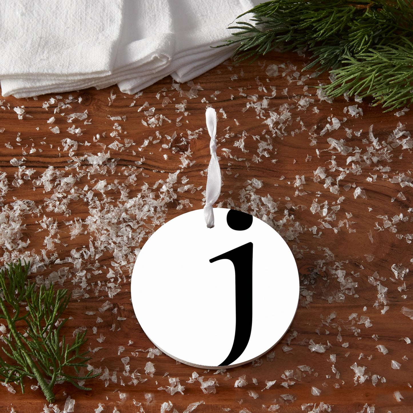 Minimalist Monogram J| Wood Ornament | Eaches | Min 6