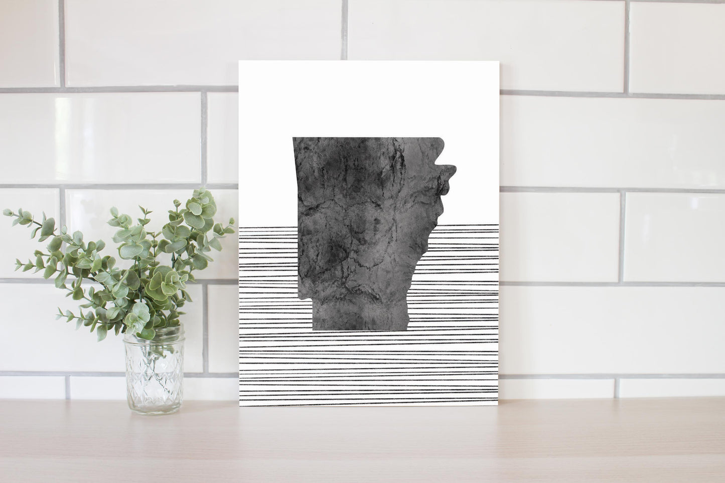 B&W Minimalist Arkansas Lines | Wood Sign | Eaches | Min 2