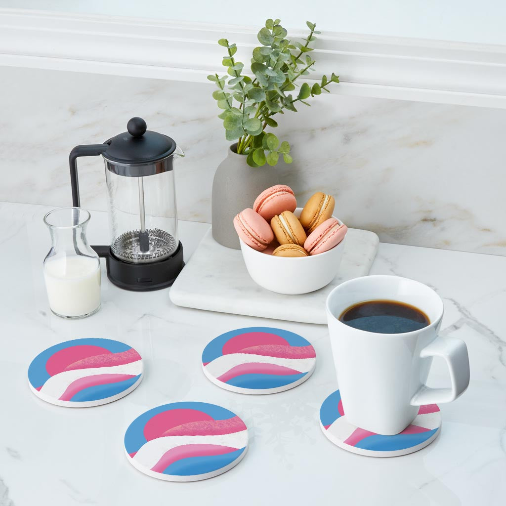 Transgender Pride Moon Waves| Absorbent Coasters | Set of 4 | Min 2