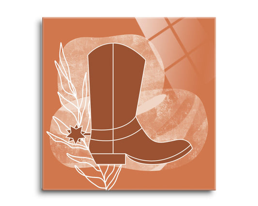Modern Minimalist Texas Cowboy Boot | Hi-Def Glass Art | Eaches | Min 2