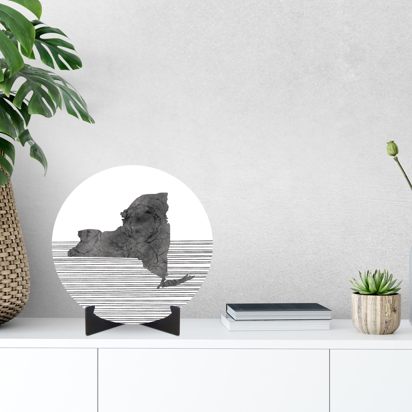 Minimalistic B&W New York Shape Straight Lines | Wood Sign | Eaches | Min 1