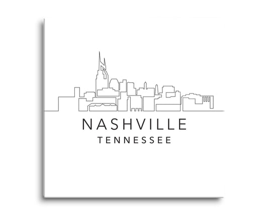 Minimalist B&W Tennessee Nashville Skyline | Hi-Def Glass Art | Eaches | Min 2