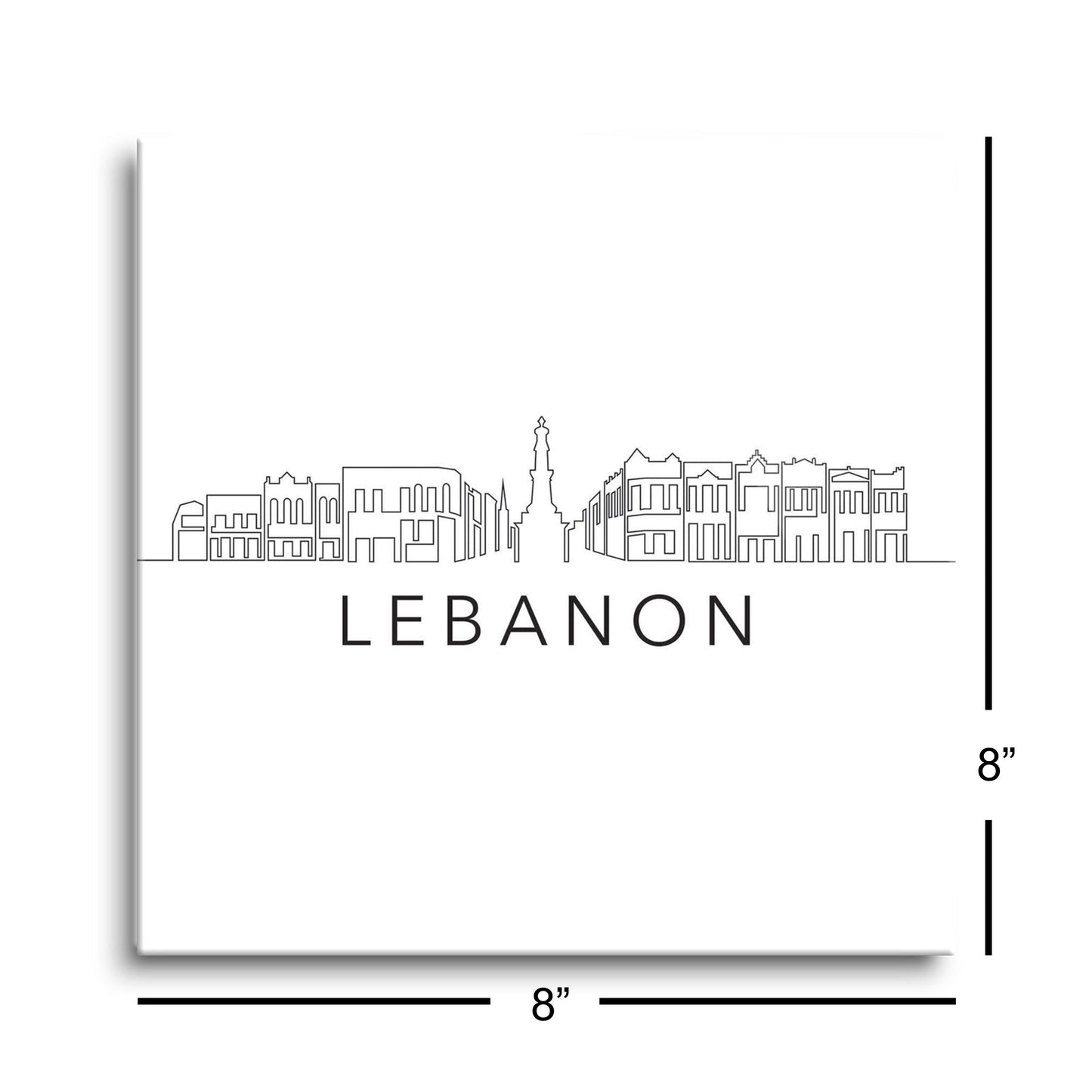 Minimalist B&W Tennessee Lebanon Skyline | Hi-Def Glass Art | Eaches | Min 2