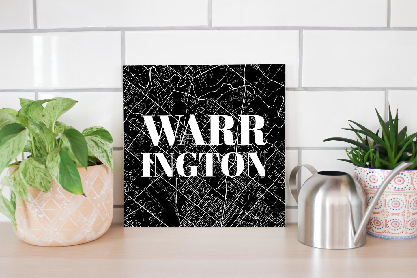 Minimalistic B&W Pennsylvania Warrington Map | Wood Sign | Eaches | Min 2