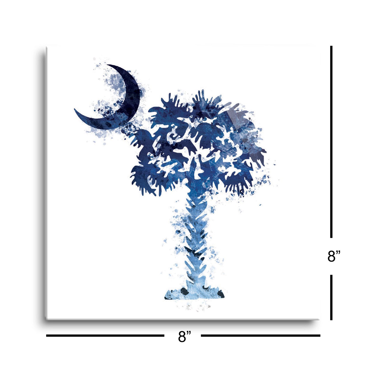 South Carolina Blue Water Color Palm Trees On White | Hi-Def Glass Art | Eaches | Min 2
