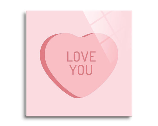 Message Hearts Love You| Hi-Def Glass Art | Eaches | Min 2