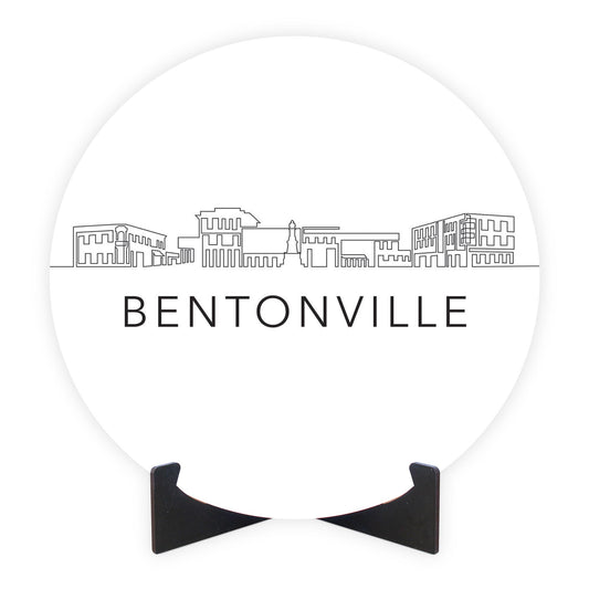 Minimalist B&W Arkansas Bentonville Skyline | Wood Sign | Eaches | Min 1