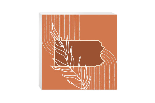 Modern Minimalist Pennsylvania State Leaf | Wood Block | Eaches | Min 2