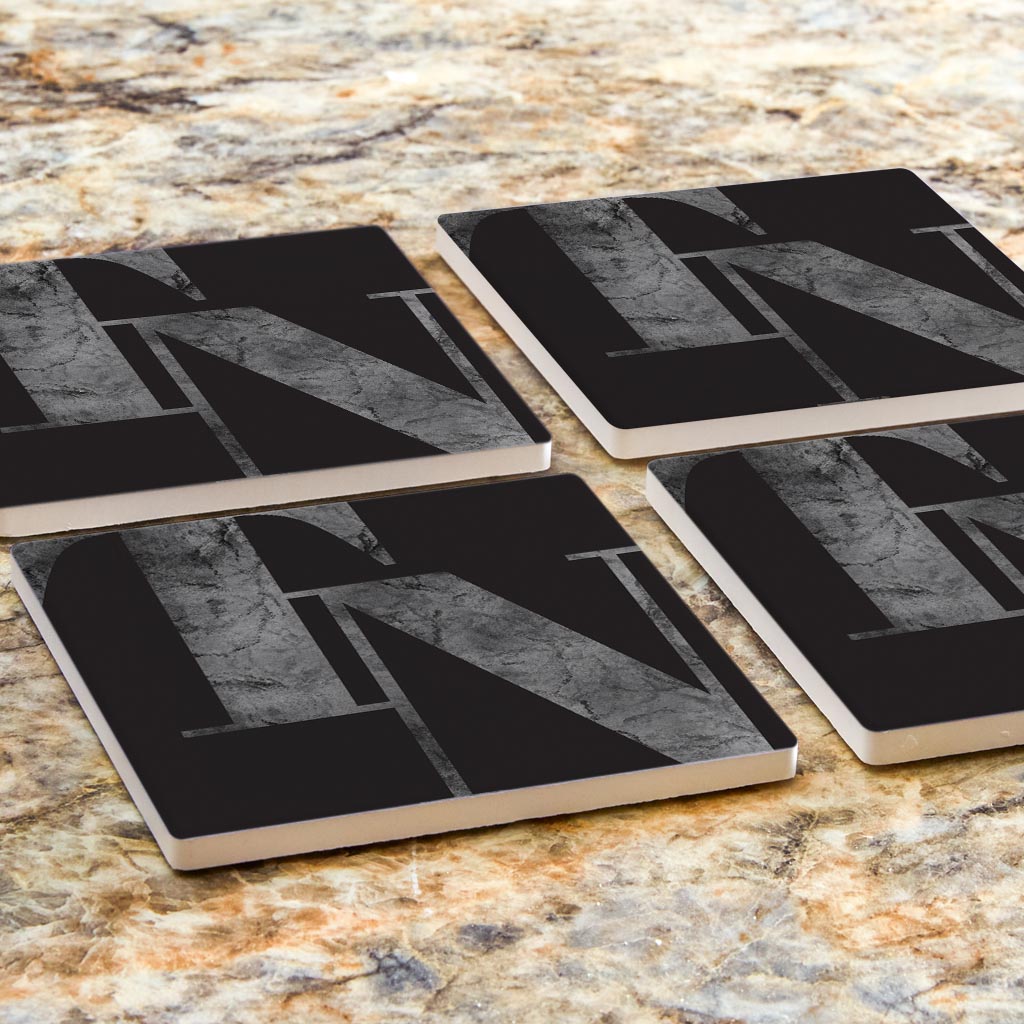 Minimalist B&W Tennessee Black Initials | Absorbent Coasters | Set of 4 | Min 2