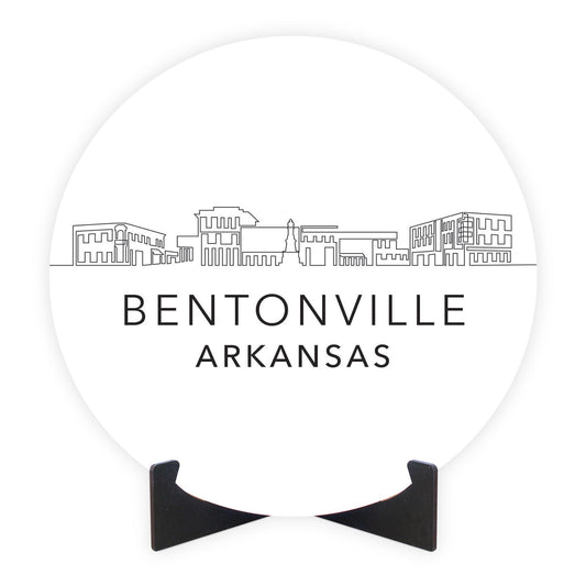 Minimalist B&W Arkansas Bentonville Skyline | Wood Sign | Eaches | Min 1