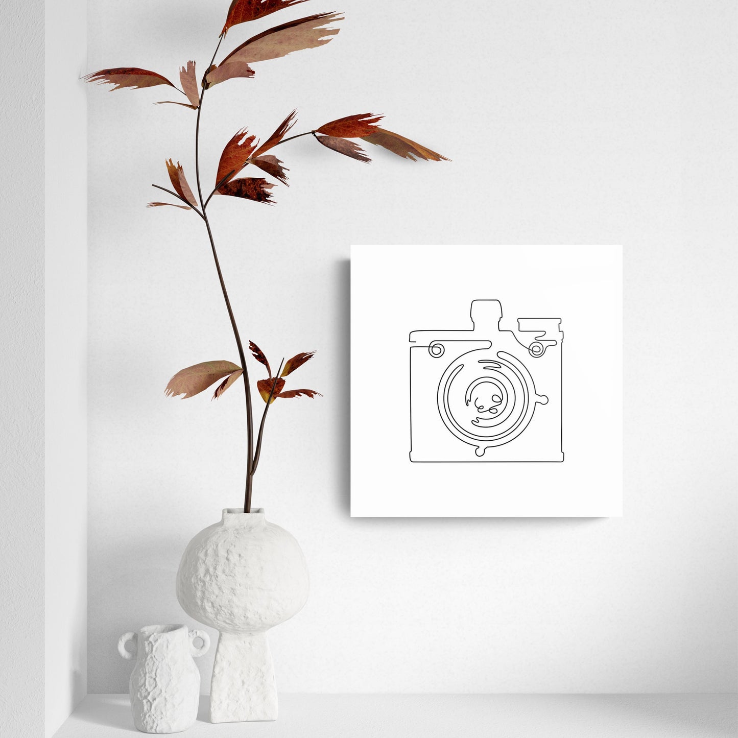Vintage Camera Line Drawing On White | Hi-Def Glass Art | Eaches | Min 2