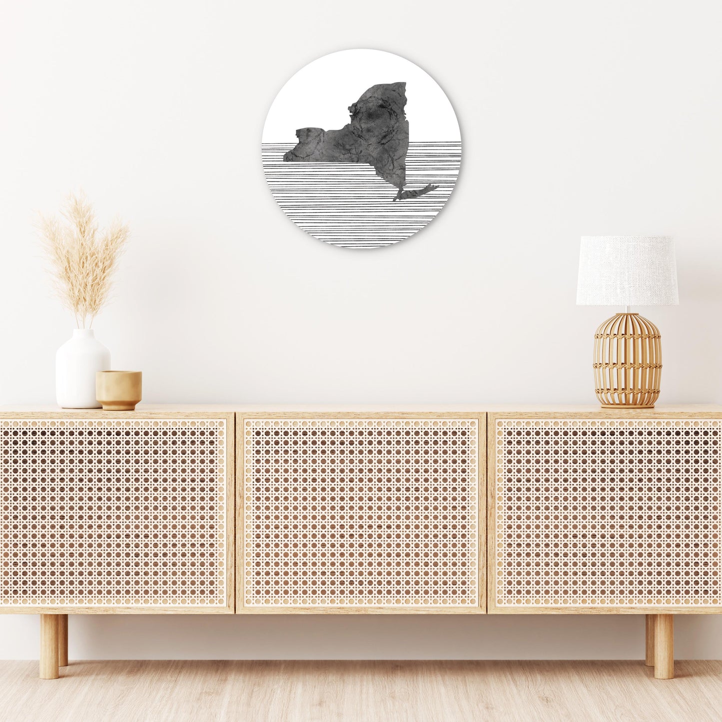 Minimalistic B&W New York Shape Straight Lines | Wood Sign | Eaches | Min 1