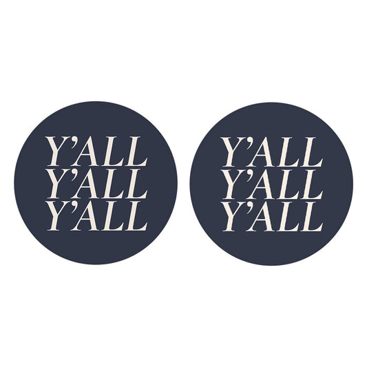 Modern Minimalist Texas Yall | Absorbent Car Coasters | Set of 2 | Min 4