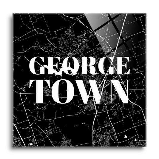 Minimalistic B&W Texas Georgetown Map | Hi-Def Glass Art | Eaches | Min 1