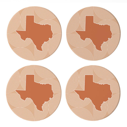 Modern Minimalist Texas State Shape With Pattern | Absorbent Coasters | Set of 4 | Min 2