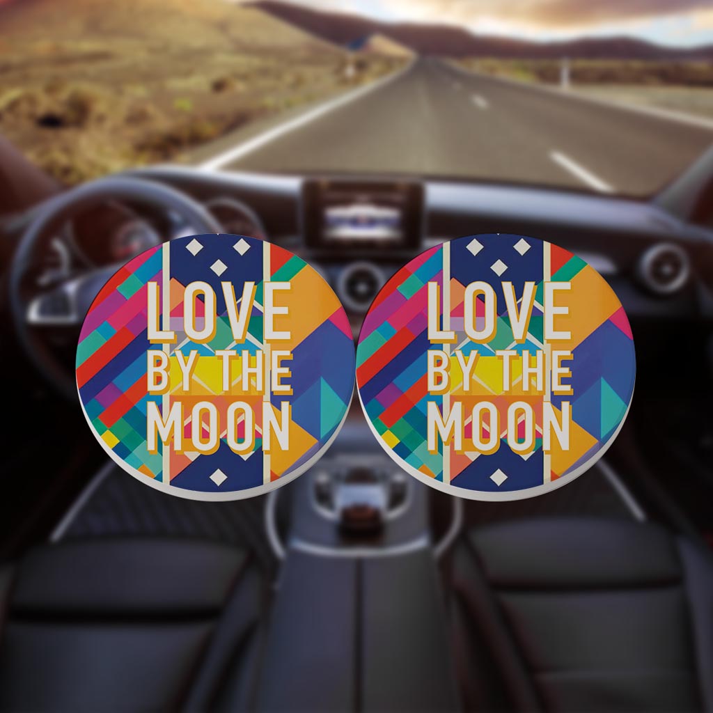 Love By The Moon | Absorbent Car Coasters | Set of 2 | Min 4