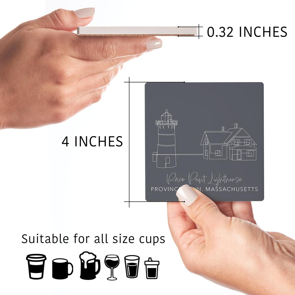 Race Point Lighthouse Muted Coastal | Absorbent Coasters | Set of 4 | Min 2