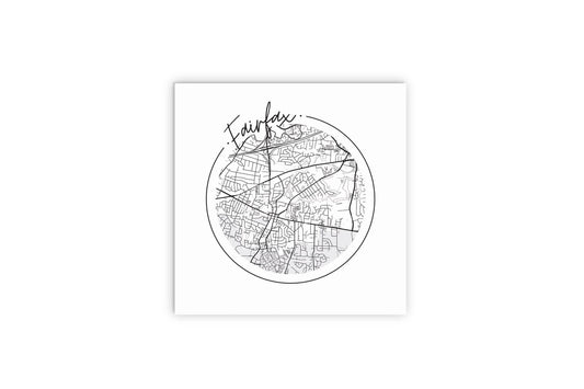 Minimalistic B&W Virginia Fairfax Circle Map | Wood Sign | Eaches | Min 2