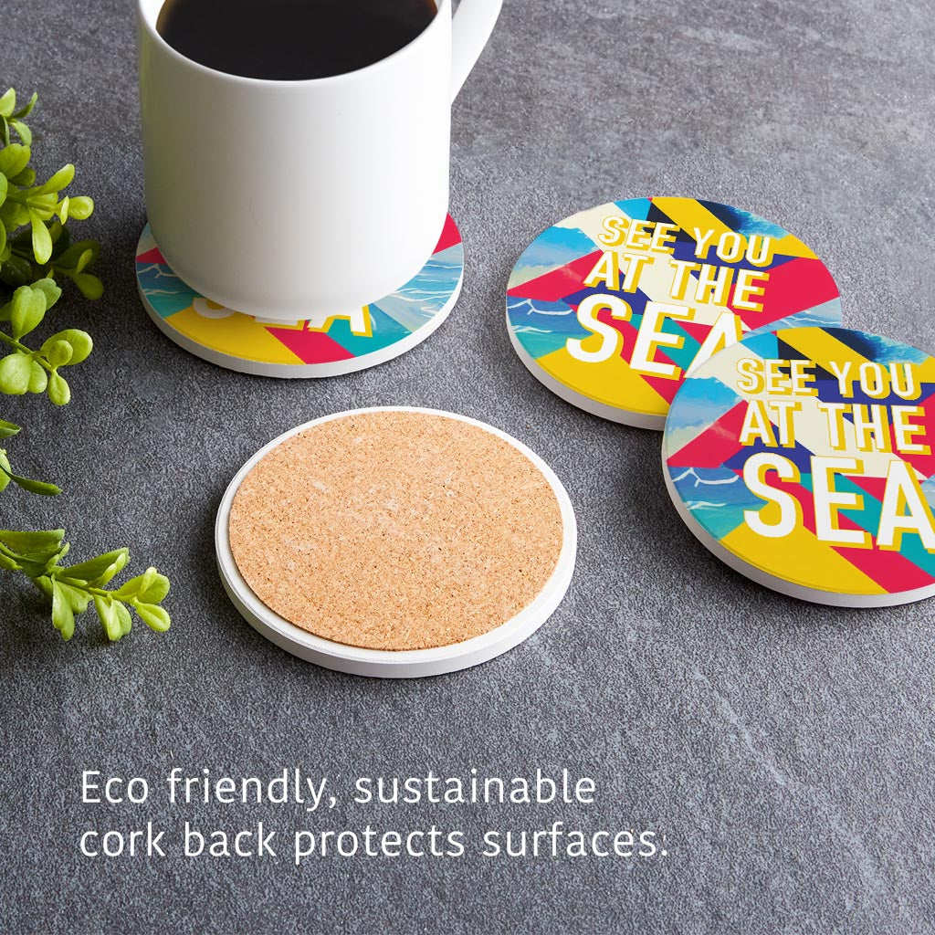 See You At The Sea | Absorbent Coasters | Set of 4 | Min 2