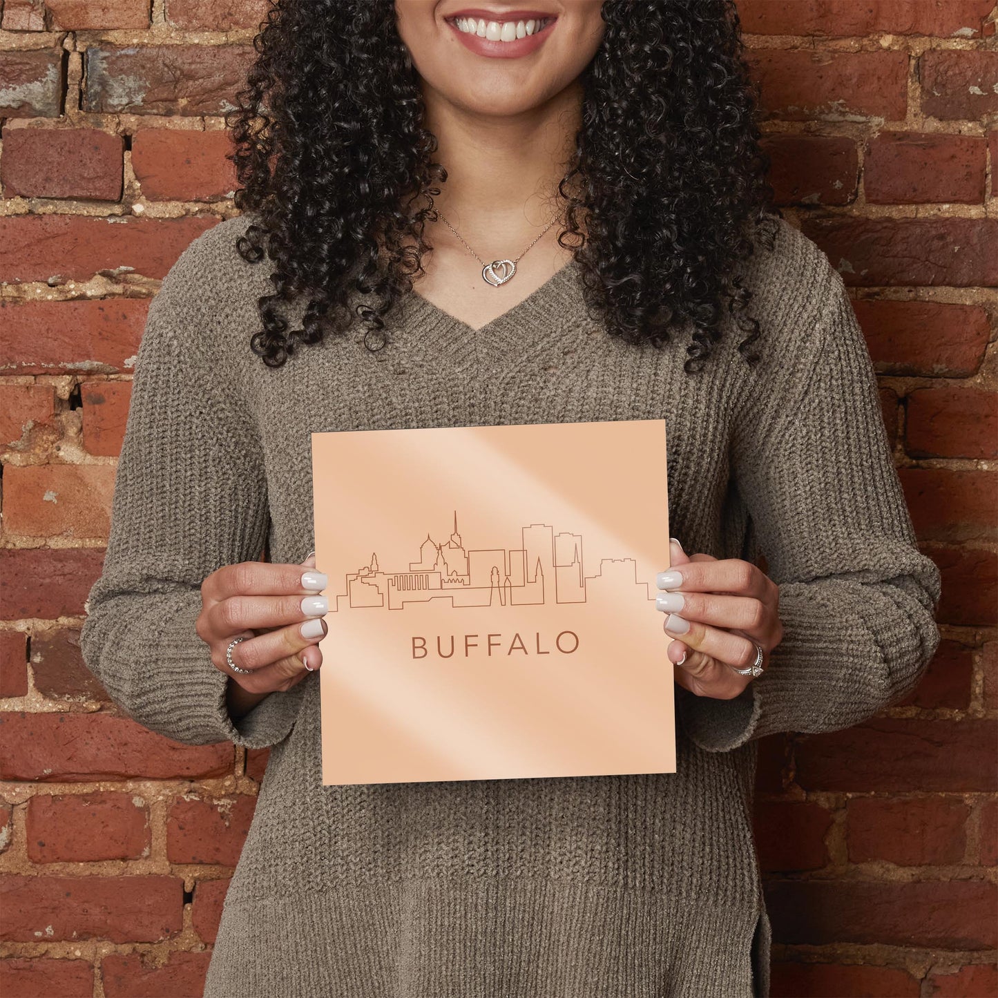 Modern Minimalistic New York Buffalo Skyline | Hi-Def Glass Art | Eaches | Min 2