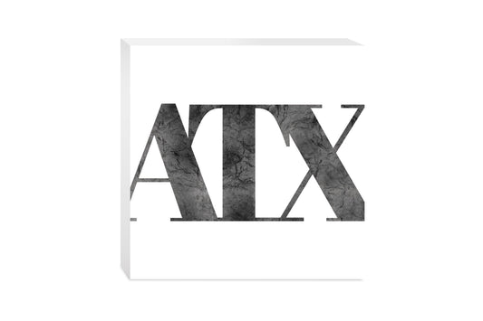 Minimalistic B&W Texas Austin White Initials | Wood Block | Eaches | Min 2