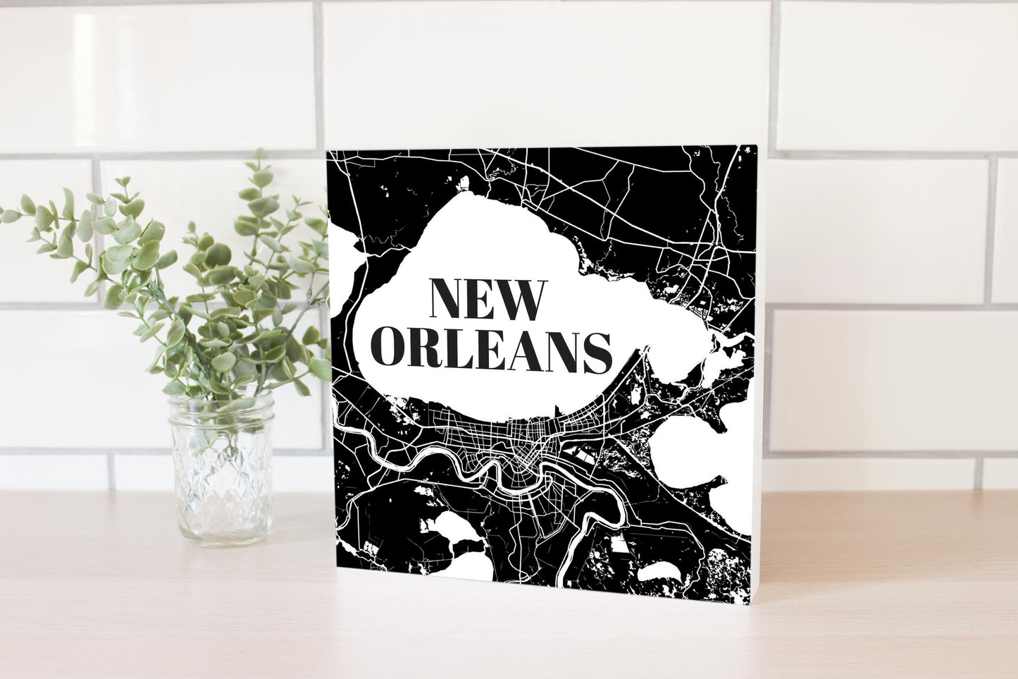 Modern Louisiana New Orleans Map | Wood Block | Eaches | Min 2