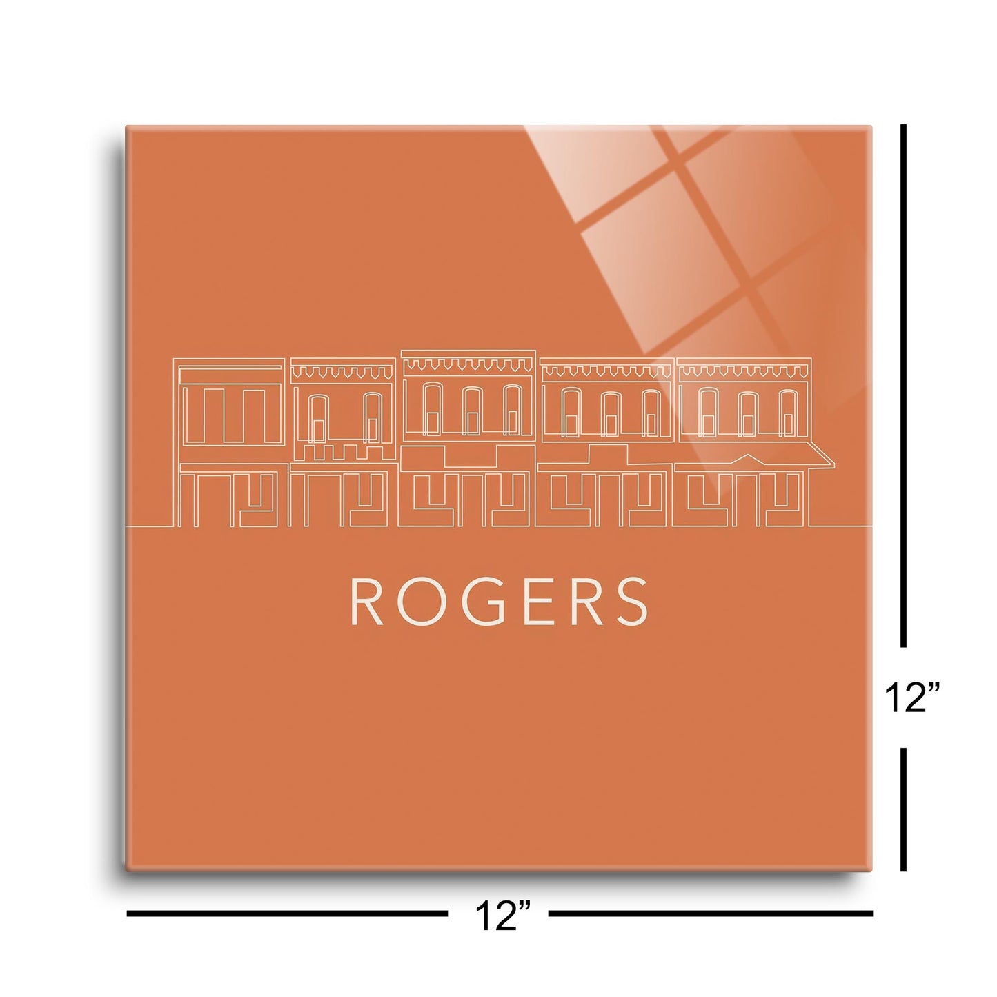 Modern Minimalist Arkansas Rogers Skyline | Hi-Def Glass Art | Eaches | Min 1
