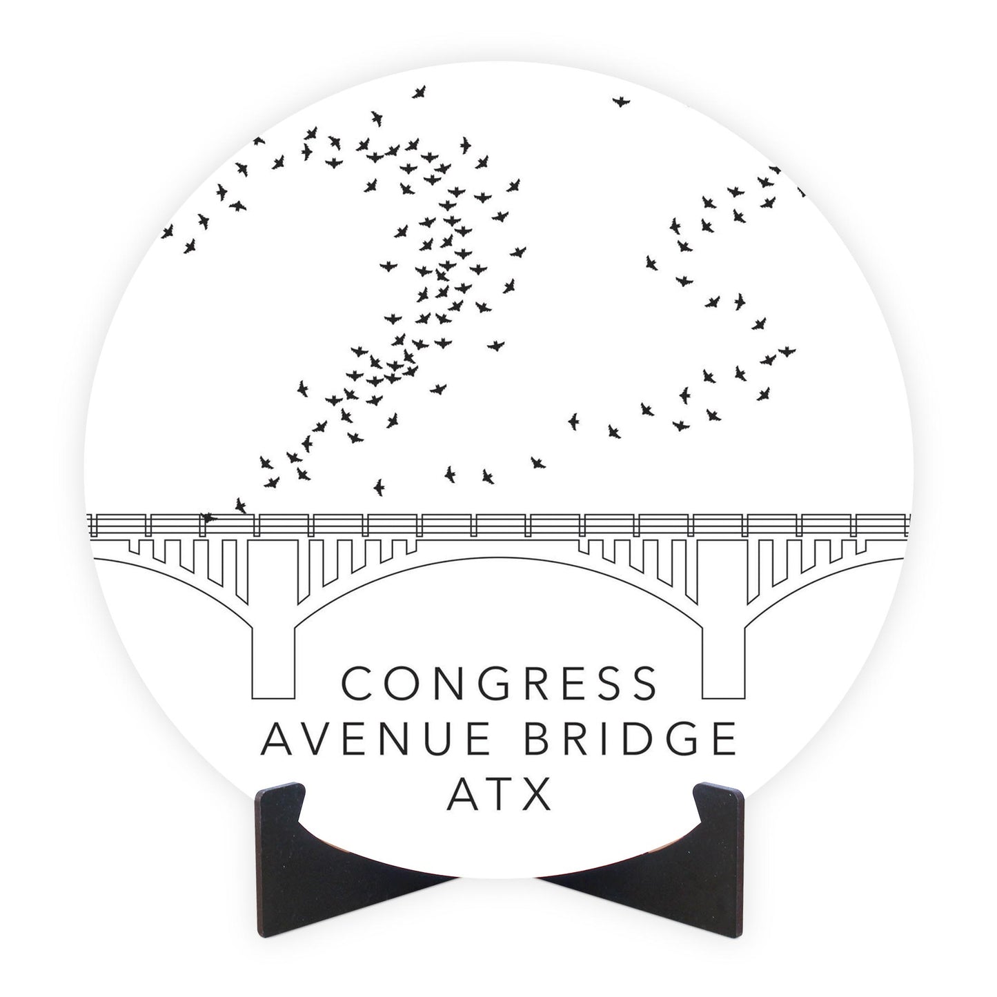 Minimalist B&W Texas Austin Congress Avenue Bridge | Wood Sign | Eaches | Min 1