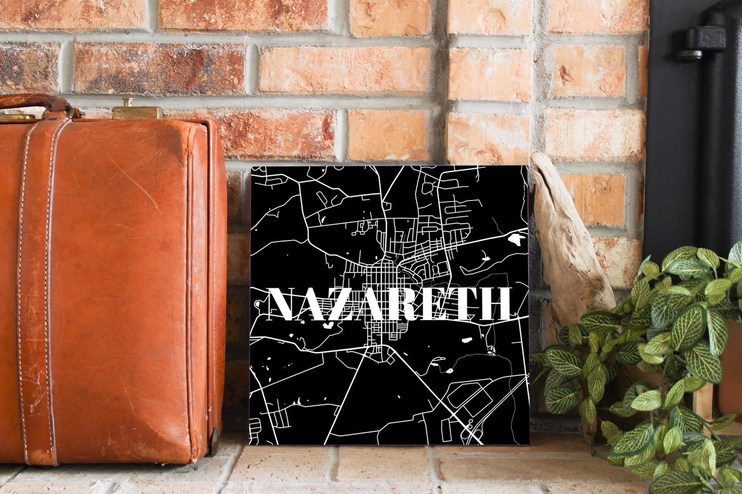 Minimalistic B&W Pennsylvania Nazareth Map | Wood Sign | Eaches | Min 2