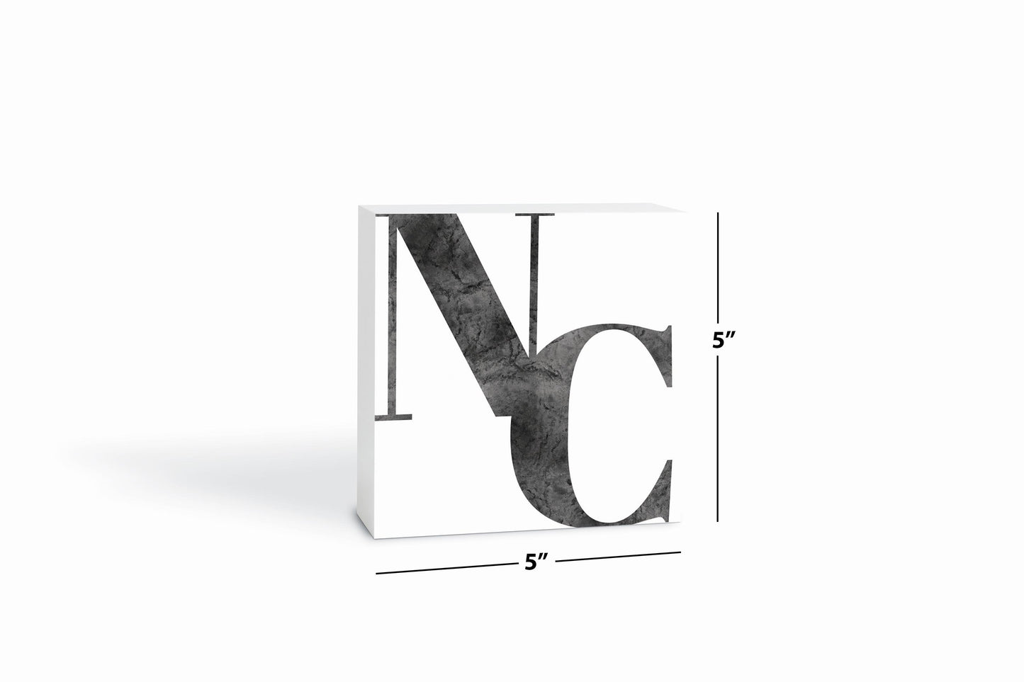 Minimalistic B&W North Carolina White Initials | Wood Block | Eaches | Min 4